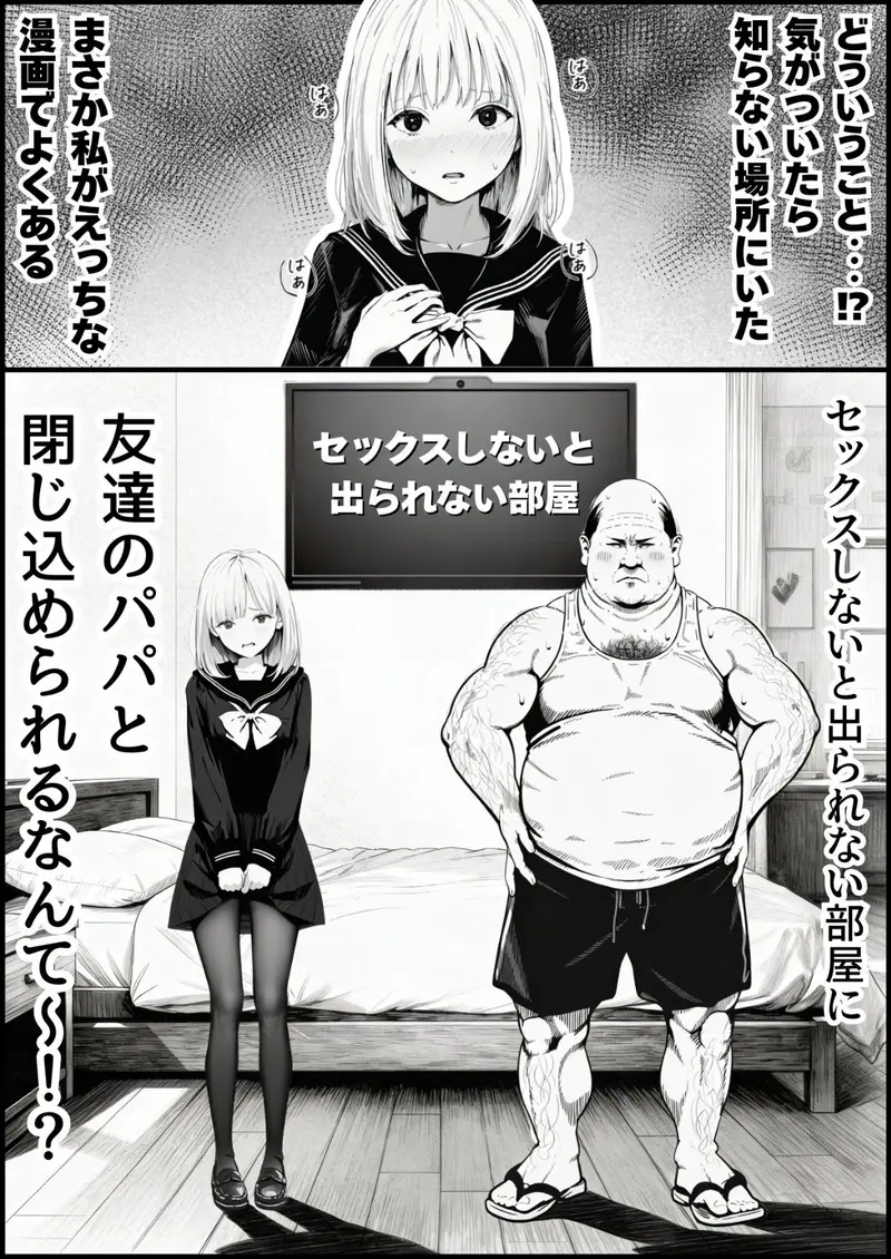 セックスしないと出られない部屋に親友のパパと閉じ込められたんですけど〜！？ サンプル画像 1枚目
